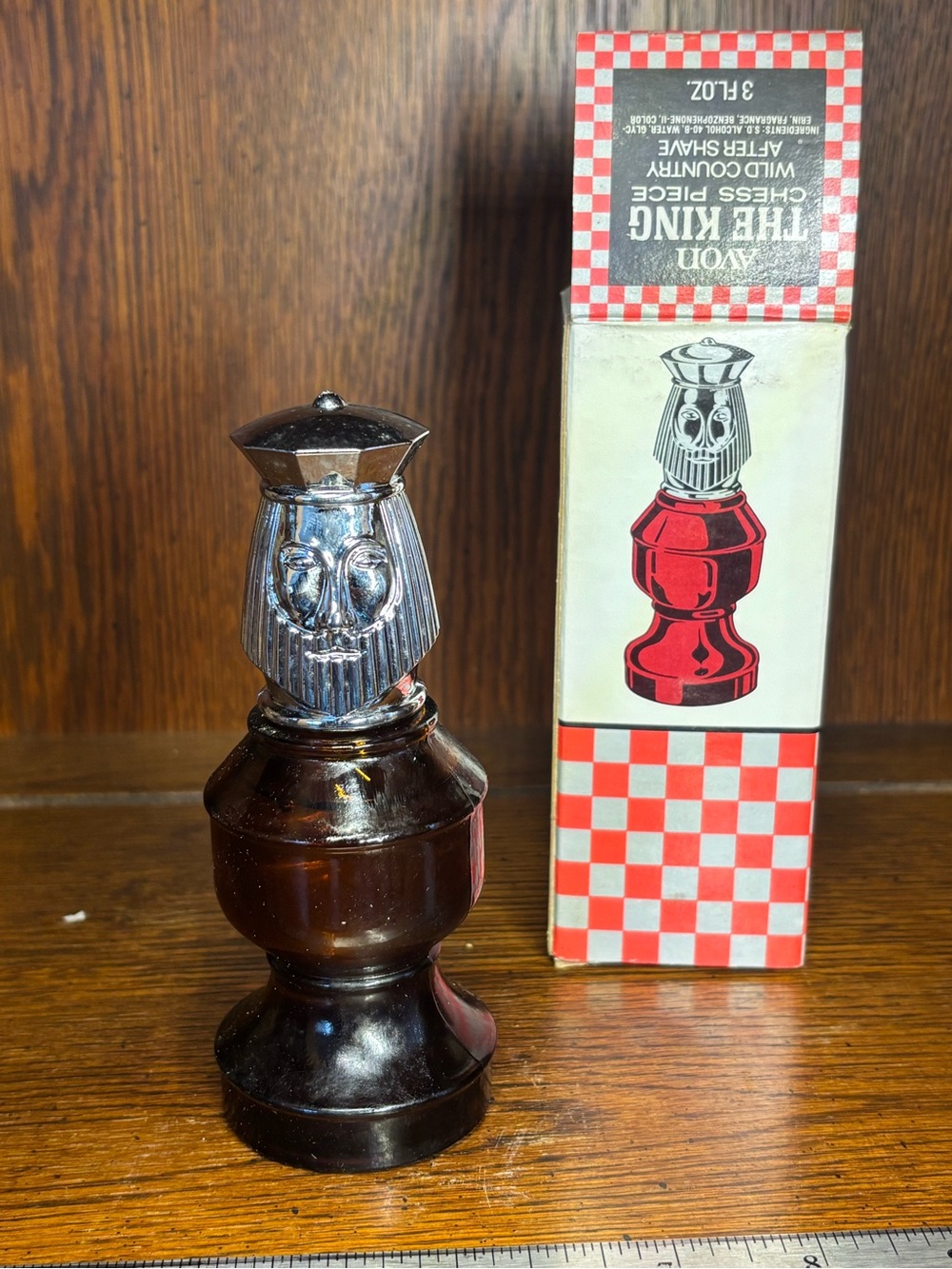 Avon Brown King Wild Country Cheese Shave Bottle with Silver-Tone King Cap